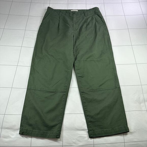 Madewell Pants Womens 31 Green Perfect Vintage Straight Pleated High Rise Forest - Picture 1 of 10